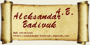 Aleksandar Badivuk vizit kartica